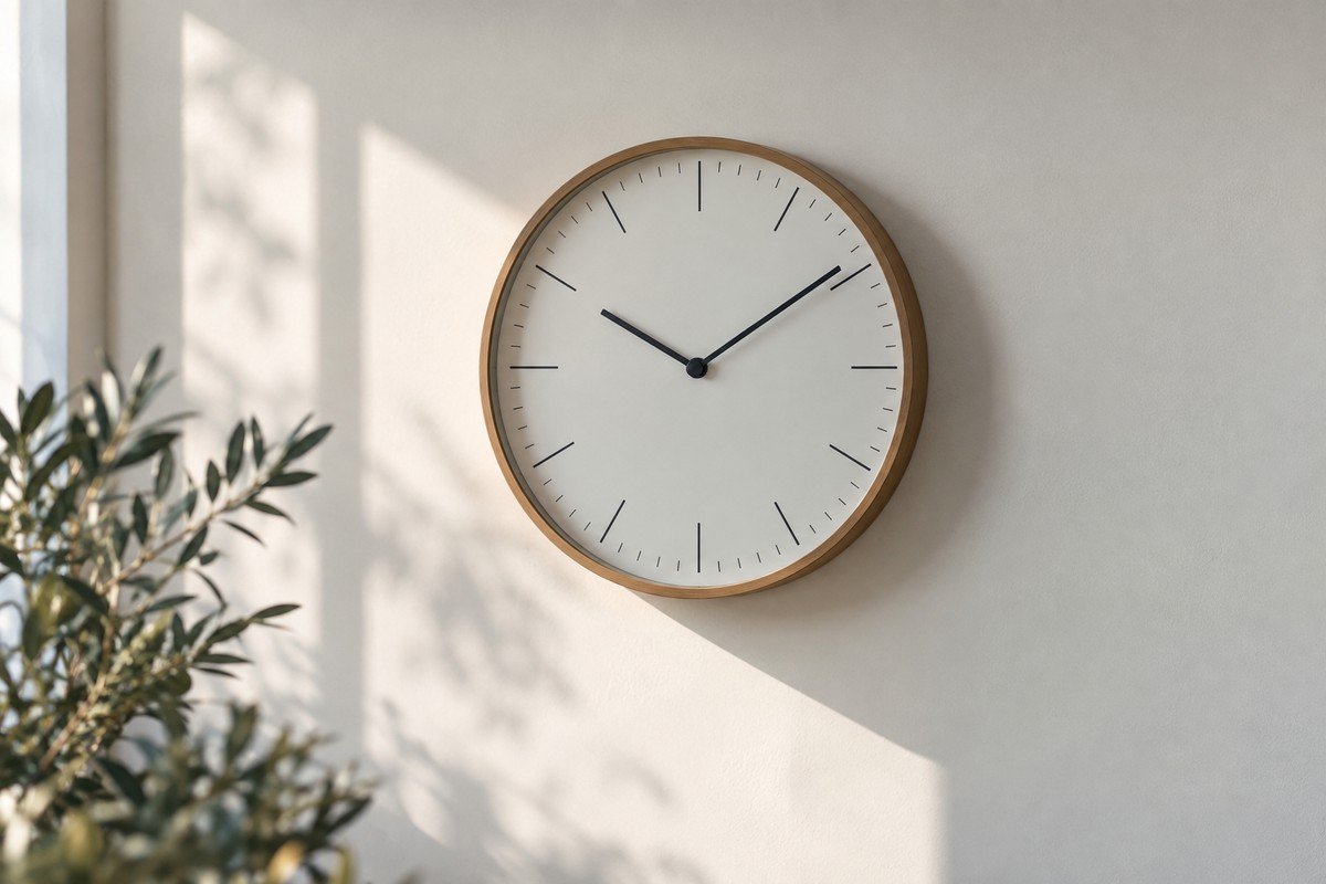 Orologio da parete essenziale su parete chiara