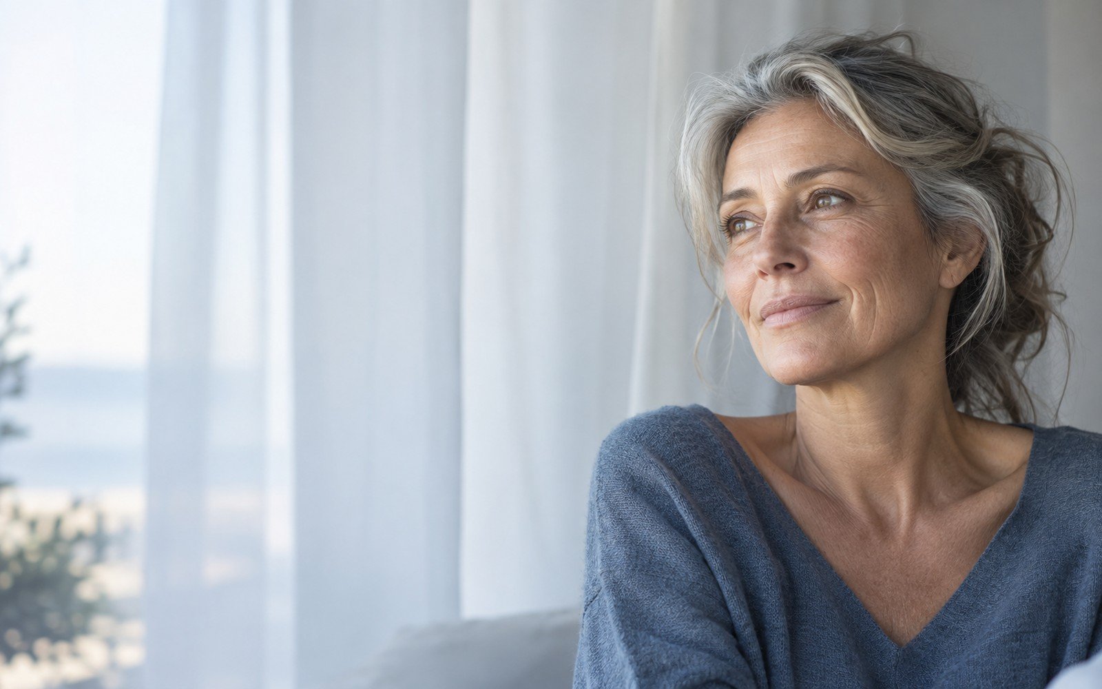 Ritratto di donna 50-60 anni, luce naturale